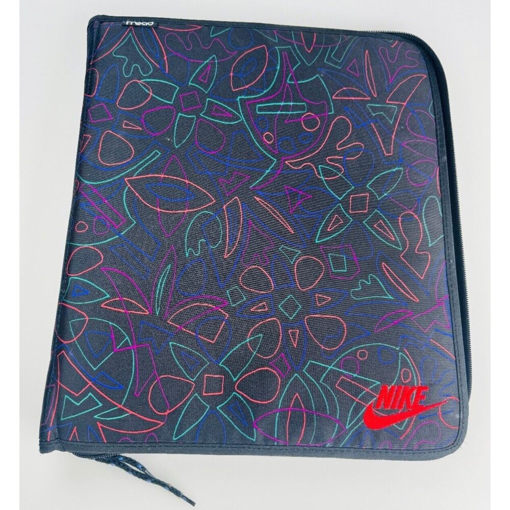 Vintage 1995 NIKE Mead 3 Ring Zip Wacky Print Pattern Binder Trapper Keeper 14”